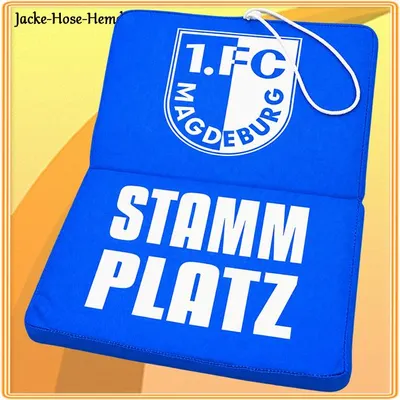 Produktbild von Sitzkissen Klappkissen Kissen 1. FC Magdeburg Blau Logo Stammplatz Gr. 35x26x2cm