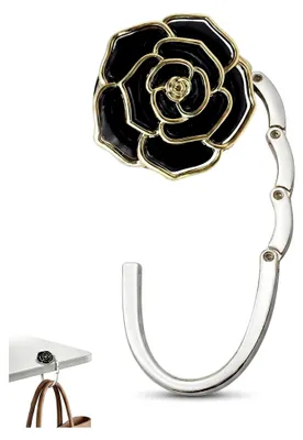 Produktbild von Tisch Handtaschenhalter Faltbar Schwarz Rosendesign, Rutschfest Taschenhaken für Restaurant, Büro & Café – Hält Tasche sauber & sicher.