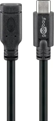 Obrázok produktu pre 100x Goobay 45393 USB-C™ predĺženie, USB 3.1 Gen 1, 1 m, čierna, 1 m - USB-C™ zástrčka > USB-C™ zásuvka