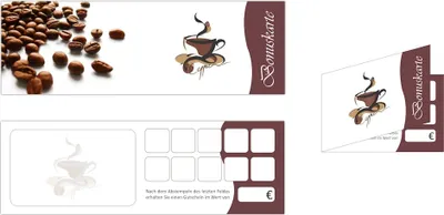 Produktbild von Premium Bonuskarten-Set (400 Stk.) mit 10 Stempelfeldern. Treuekarten passend für Bereiche wie Gastronomie, Restaurant, Weinhandel, Getränkehandel, Freizeit, Feier, Geschenk, Gaststätte und vieles mehr