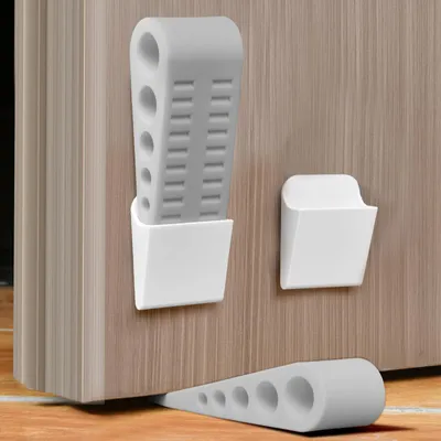 Image de Cales de porte pour le sol, lot de 2, cales en caoutchouc antidérapantes avec dos autocollant, durables et robustes, adaptées à toutes les surfaces – Gris