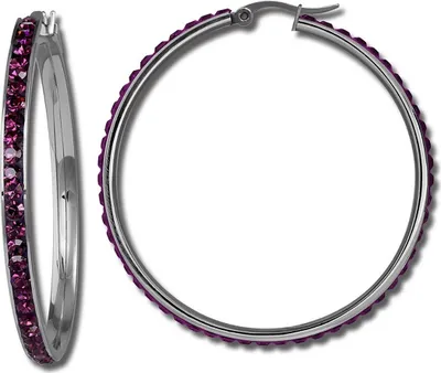 Zdjęcie produktu dla Amello Damen Edelstahl Ohrringe glitzernde Zirkonia Creoles pink 50mm D2ESOS05F