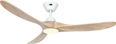 Zdjęcie produktu dla Energooszczędny wentylator sufitowy z oświetleniem LED i pilotem Eco Genuino-L biały mat / naturalne drewno 152 cm
