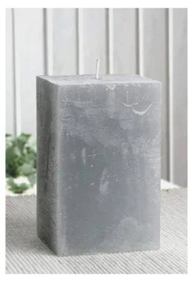 Produktbild von Eckige Stumpenkerze, 12 x 7,5 cm, Grau, Unparfümiert