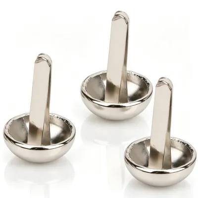 Image de Rivets métalliques à tête plate et ronde - 50 pièces - pour travaux de maroquinerie et de sacs - 15 mm - argenté