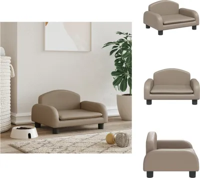 Imagen del producto de vidaXL Cama para perros, color cappuccino, 50x40x30 cm, de cuero sintético - Camas para perros