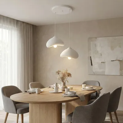 Immagine prodotto di Opviq, lampada da soffitto di alta qualità (struttura in metallo, calotta in fibra di vetro), bianca, regolabile in altezza da 35 a 104 cm | 2 x E27 max 40 W | Design moderno per ambienti eleganti, IP20.