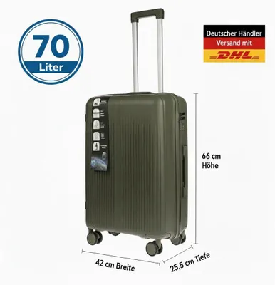 Produktbild von Großer L Koffer Herren Damen Volumen 70 Liter Reisekoffer Hartschalenkoffer Reisen Zahlenschloss