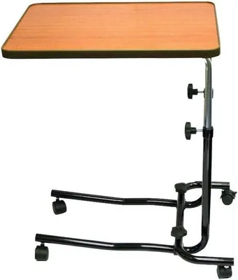 Produktbild von Famanu Überbettisch tragbares Büro mit Rollen - Schreibfläche für Bett und Rollstuhl - höhenverstellbar 53-82 cm