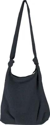 Produktbild von Boho Schultertasche, Schulterbeutel - Schwarz, Uni - Erwachsene, Baumwolle, 30*35*20 cm, Alternative Umhängetasche, Handtasche aus Stoff