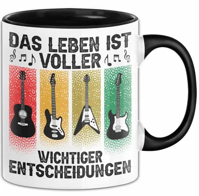 Produktbild von Gitarre Rockmusiker Tasse Geschenk Lustige Geschenkidee Wichtige Entscheidungen (Schwarz)
