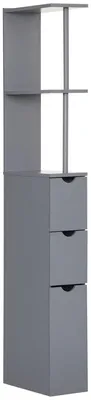 Productafbeelding van Badkamerkast - Badmeubel - Met lades - Open vakken - Metalen frame - 15 x 33 x 136,8 cm - Grijs