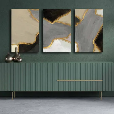 Produktbild von Wallity, 3P4570GSC-002, Dekoratives Leinwandgemälde (3 Teile), Mehrfarbig, 100 % LEINWAND, 145 x 70 cm