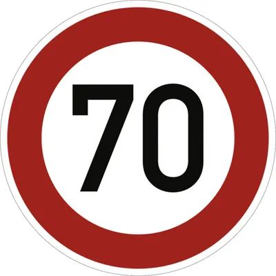 Produktbild von Verkehrsschild VZ247-70, Zulässige Höchstgeschwindigkeit 70 km/h, Alu, RA1, Ø...