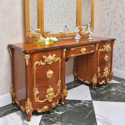 Produktbild von Casa Padrino Luxus Barock Schminkkommode Braun / Gold 170 cm -  Italy