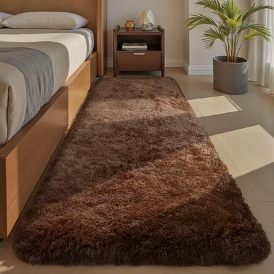 Obrázok produktu pre Koberec, obdĺžnikový, hnedý, 60x220 cm, s dlhým vlasom