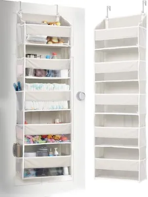 Produktbild von Tür-Organizer, 5 große Taschen, 10 Mesh-Taschen, 20 kg Tragkraft, Hängender Organizer für Schlafzimmer, Bad, Küche, Beige