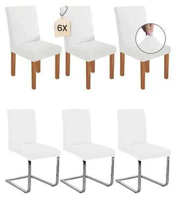 Productafbeelding van Elastische stoelhoesjes, geschikt voor schommelstoelen, afneembaar en wasbaar, set van 6, wit