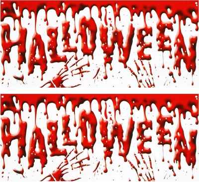 Productafbeelding van 2x Halloween-decoratiebanner met bloedthema (150 cm x 62 cm)