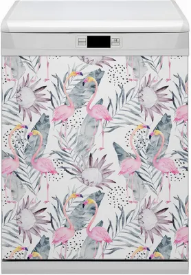Produktbild von Küche Dekorative Magnete  Magnet Folie für Geschirrspüler 60x80 cm   - Flamingos