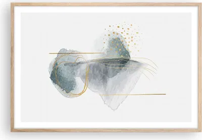 Produktbild von Gerahmtes Poster - Rahmen in heller Eiche - Aquarell Flecken Gold - 91,5x61 cm - Wand Bild - Wanddeko - Wandbilder - Kunstposter - Wandposter - Bilderrahmen - Bilder - Kunstdruck - P2NAA91x61-4830