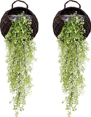 Produktbild von Künstliche Rankpflanzen, 2er-Set, künstliche Efeublüten, künstliche Grünpflanzen für die Gartenwanddekoration, grün