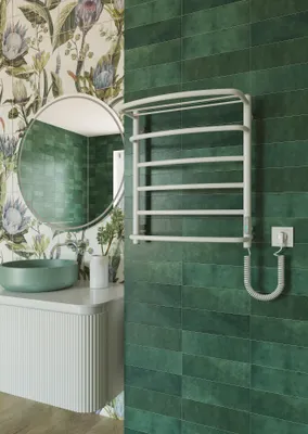 Immagine prodotto di Termosifone elettrico per bagno con mensola, bianco, 127 W 610х530 mm acciaio risparmio energetico