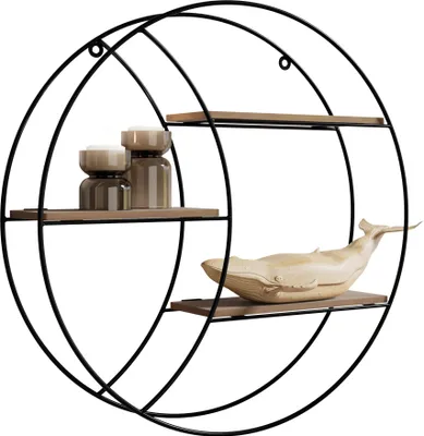 Produktbild von MIRJAN24 Wandregal Pulenzo DD1100240, Stilvoll Wohnzimmer, Metall Wandregal (Farbe: Schwarz / Natur)