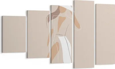 Produktbild von Bild auf Leinwand - Leinwandbild - 5 Teile - Minimalismus Frau Buntstift - 100x60cm - Wand Bild - Wanddeko - Wandbilder - Leinwanddruck - Bilder - Wanddekoration - Leinwand bilder - EG100x60-4603