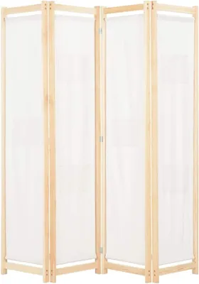Imagen del producto de Silecomplaza: Biombo plegable, divisor de ambientes, separador de espacios, pantalla decorativa, estructura de madera, color crema, 160 x 170 x 4 cm, tela