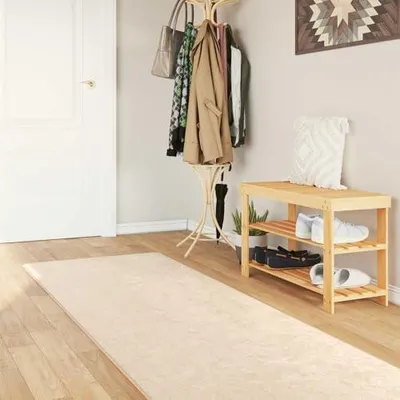 Produktbild von Teppichläufer für den Flur, 80 x 400 cm – weicher, cremefarbener und rutschfester Läufer, maschinenwaschbar, für Schlafzimmer und Eingangsbereich