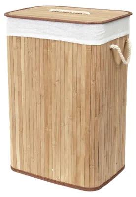 Image de Boîte de rangement Kompaktor, couleur naturelle, 45 x 35 x 60 cm, bambou-polyester-coton