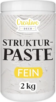 Produktbild von Creative Deco Strukturpaste Feinkörnig 2kg | Weiße Spachtelmasse für Acrylmalerei | Modellierpaste für Kunstprojekte, Acrylfarbe, DIY, 3D-Effekte, Texturen