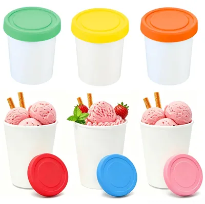 6 Eisbehälter 250 ml, BPA-frei, stapelbar, wiederverwendbar