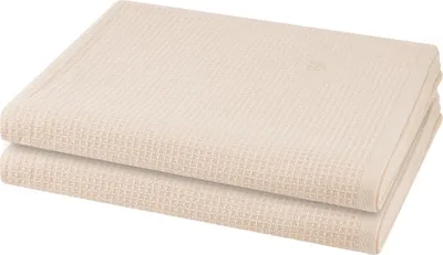 Produktbild von Ross Pique 2 X Duschtuch im Set Piqué Frottier aus Baumwolle 520 g/m², Saugstark weich pflegeleicht trocknergeeignet, Gewebte Bordüre mit gesticktem Emblem
