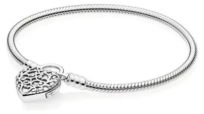 Produktbild von Pandora 597602 Armband Smooth Silver Padlock Regal Heart Herz 18 cm