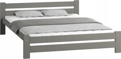 Produktbild von Bett 160x200, Bettgestell 160x200, Holzbett mit Lattenrost 160x200 | Massivholz Kiefer | Stabil & Langlebig | 205x172x58.5 cm (BxTxH) | Grau