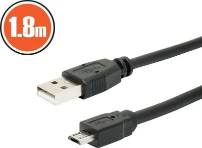Obrázok produktu pre USB kábel 2.0 1,8 m – USB-A na Micro-USB čierny [20326]