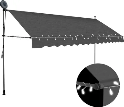 Obrázok produktu pre Ručne zaťahovacia markíza s LED 400 cm, antracitová