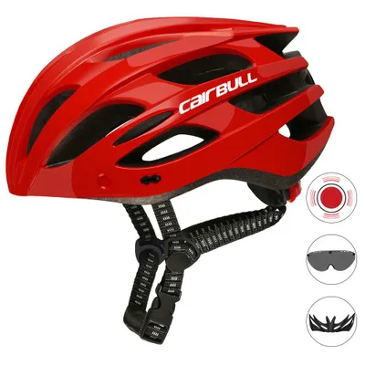 Produktbild von Herren Damen Fahrradhelm Rollerhelm Radhelm MTB BMX Road Bike Helm Mountainbike Atmungsaktiv Sport Safety 54-61CM Rot