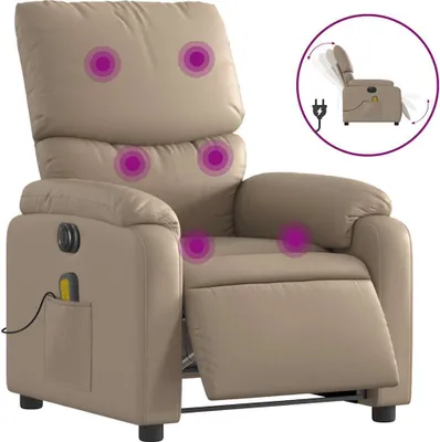 Image de vidaXL Fauteuil de massage électrique Cappuccino-Brun Similicuir