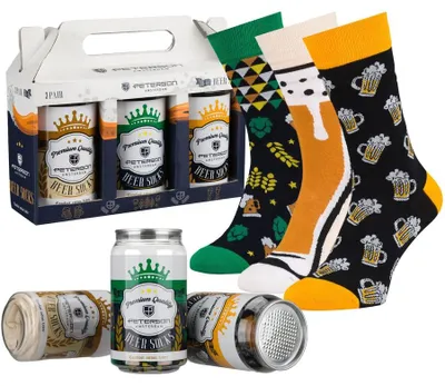 Immagine prodotto di Calzini da uomo Peterson con motivo di birra multicolore, taglia 38-45