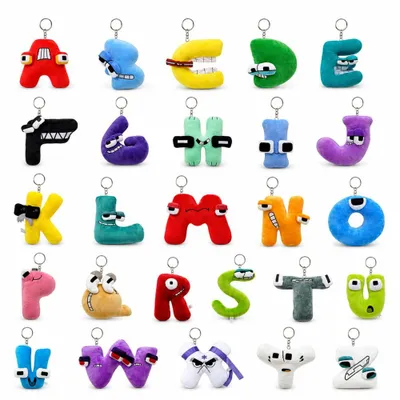 Produktbild von wiztex Alpha Bet Lore Schlüsselanhängerset - Tragbare Lernbriefe Alpha Bet Lore Plush - Bunte Cartoon Educational Keycahin Letters - Alpha Bet Letters