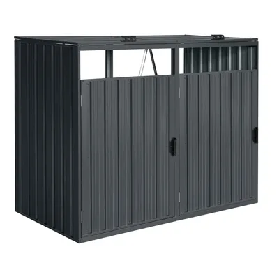 Produktbild von AXI Owen Mülltonnenbox aus Metall in Anthrazit | Mülltonnenverkleidung aus wetterfestem verzinktem Stahl mit Deckel für 2 Tonnen - 240L/480L | Müllbox/Aufbewahrungsbox für Mülltonnen