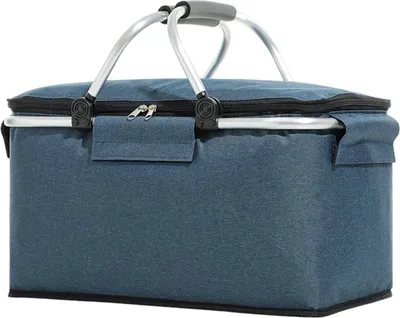 Produktbild von Isolierte Kühltasche 30 l | Picknickkorb mit Aluminiumrahmen | Faltbare Kühltasche für Camping, Strand, Grillen, Einkaufen | Auslaufsichere, leicht zu reinigende Innentasche | EPE-Isolierung | Doppelter Reißverschluss