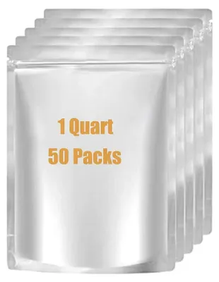 Produktbild von 50 Stück 1-Quart-Mylar-Beutel, Mylar-Beutel zur Lebensmittelaufbewahrung, 6" x 8,5" große, wiederverschließbare Mylar-Beutel für die Langzeitlagerung von Lebensmitteln