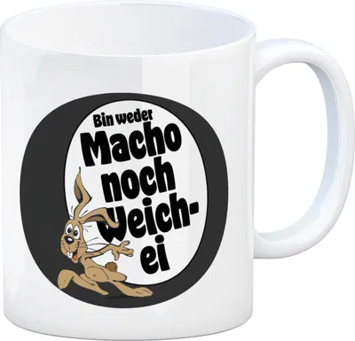 Produktbild von Weder Macho noch Weichei Kaffeebecher in schwarz mit Osterhase