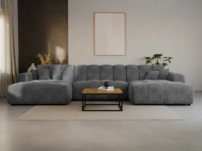 Produktbild von LetSit Ecksofa Andrea U Raven Universal Freistehendes Loungesofa Bequemes Ecksofa zum Entspannen Schmutzabweisend Für Wohnzimmer Schlafzimmer Grau