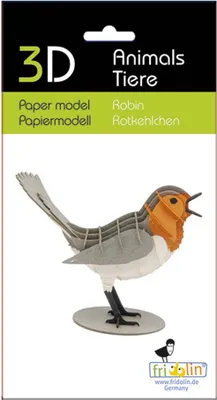 Produktbild von 3D Tiere Papiermodell - Rotkehlchen | FRIDOLIN