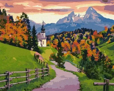 Produktbild von IDEYKA Malen nach Zahlen Herbstliche Stille 40x50 Landschaft mit Holzrahmen